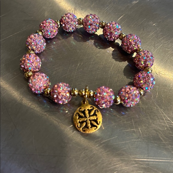 Rustic Cuff Girls Pink Beaded and Leather Bracelet Set with Charms - Picture 3 of 4